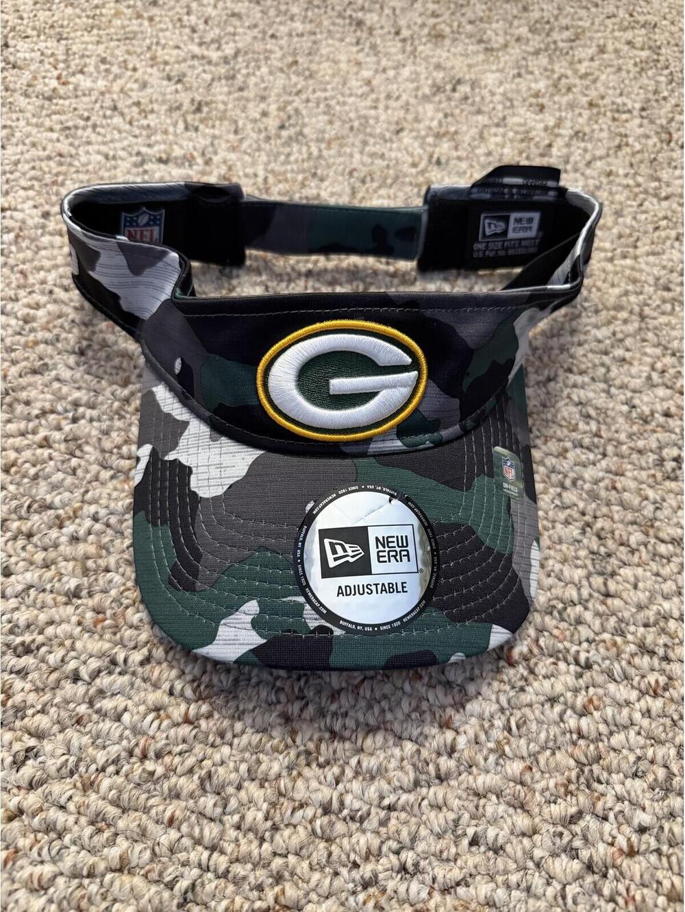 New era Green Bay Packers Official NFL Training camp adjustable visor green camo